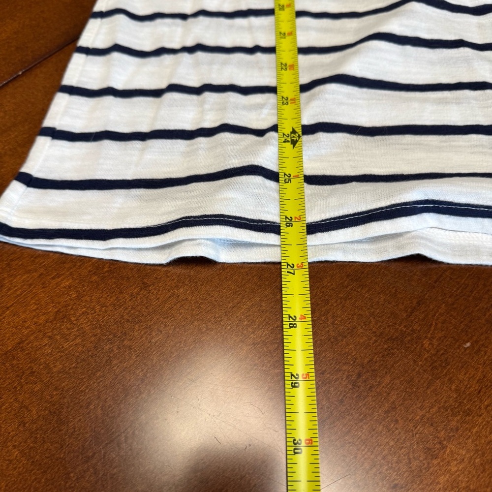NWT Banana Republic Scoop Neck Malibu Tee Navy & White Striped Bell Cuffs Size L - Picture 10 of 11